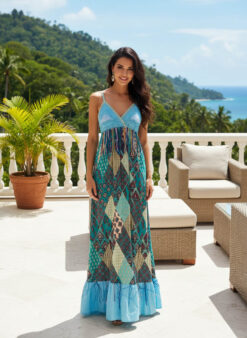 FARAH ROBE LONGUE BLEU