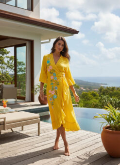 JADE KIMONO Yellow blue pink