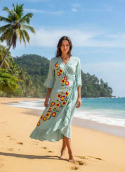 JADE KIMONO Light green/Red