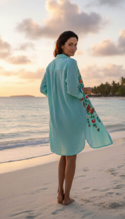 Alternative view of Chemise ALYA Turquoise